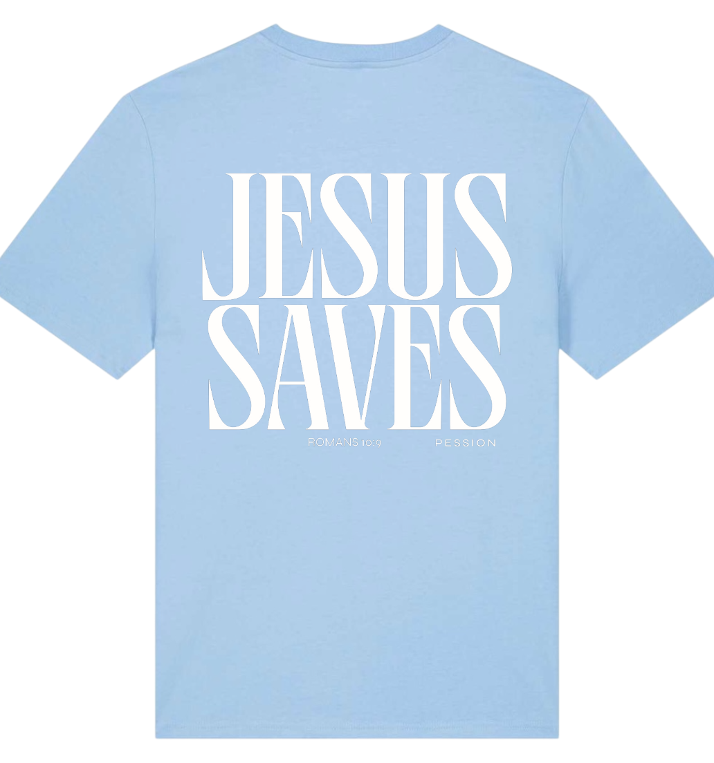 Jesus Saves T-Shirt hellblau